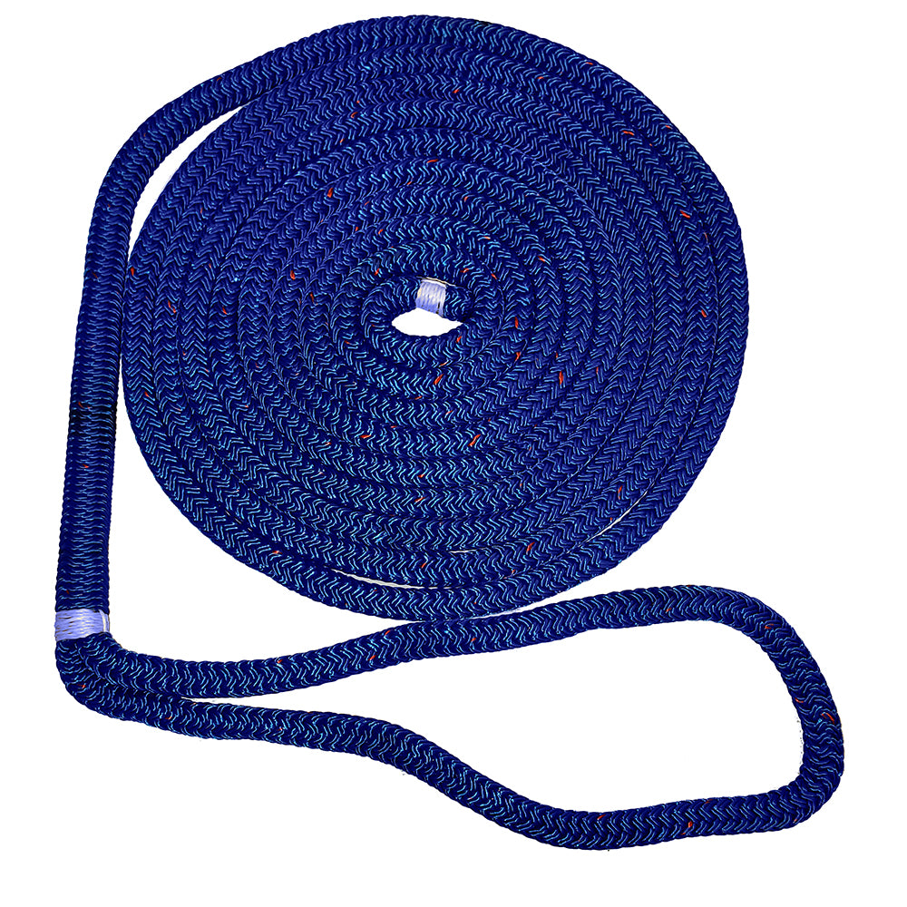 New England Ropes 34 Double Braid Dock Line Blue wTracer 50 C50532400050