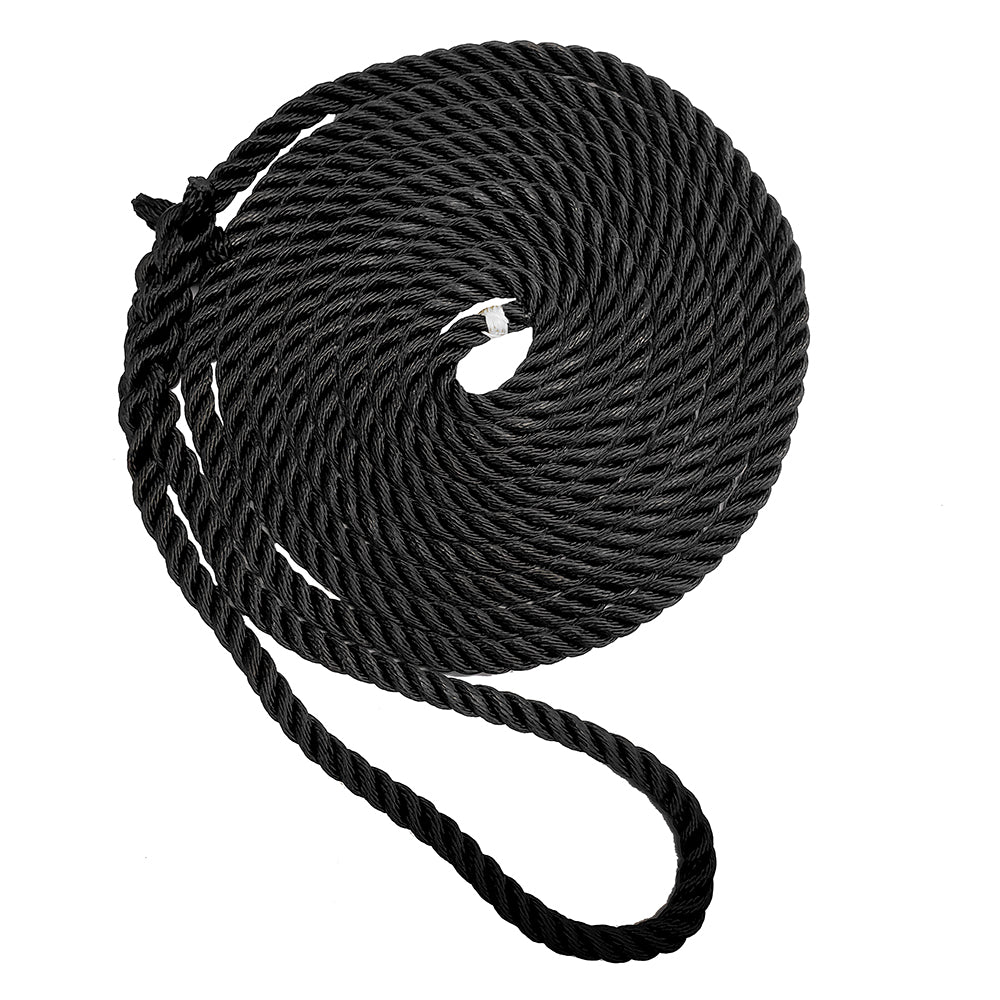New England Ropes 12 Premium 3Strand Dock Line Black 35 C60541600035
