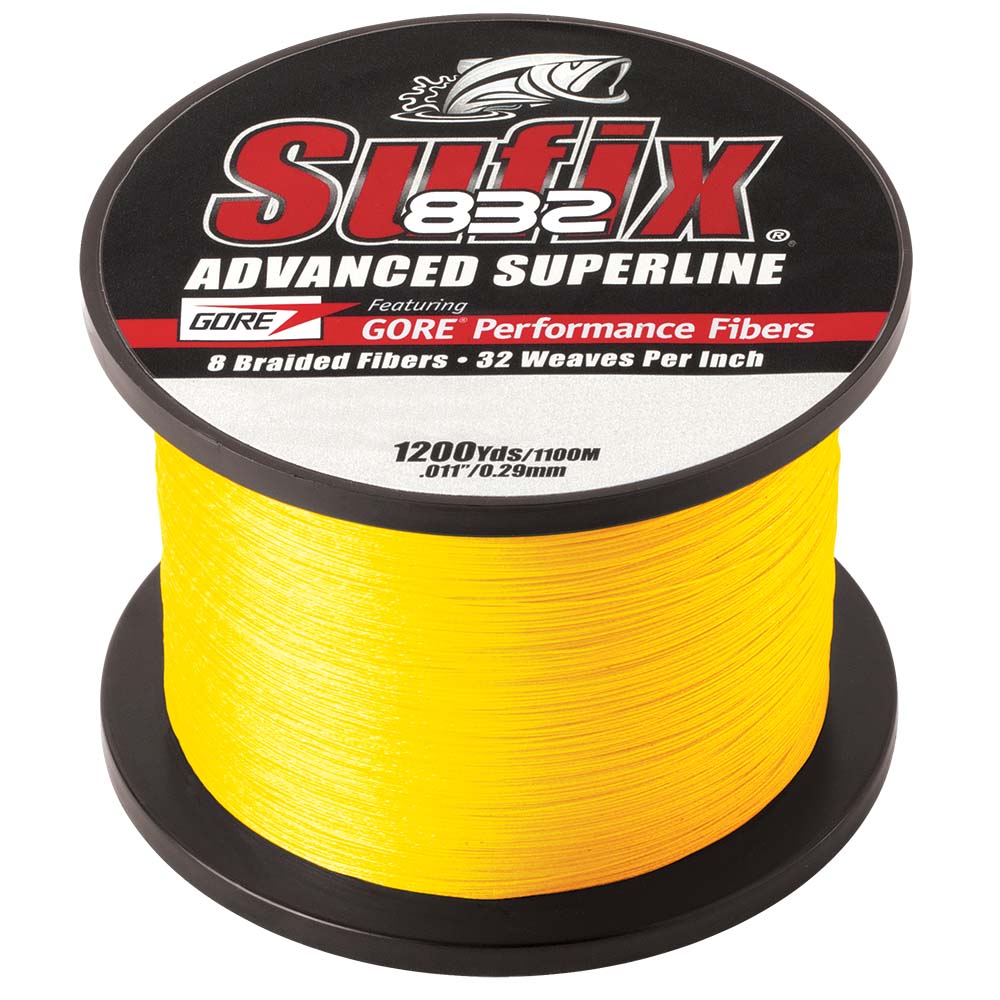 Sufix 832 Advanced Superline Braid 6lb HiVis Yellow 1200 yds 660306Y