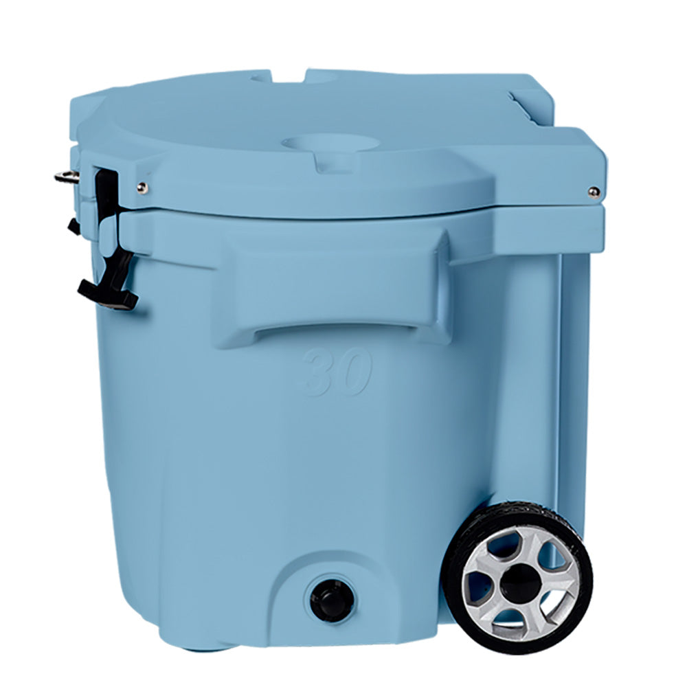 LAKA Coolers 30 Qt Cooler wTelescoping Handle Wheels Blue 1080