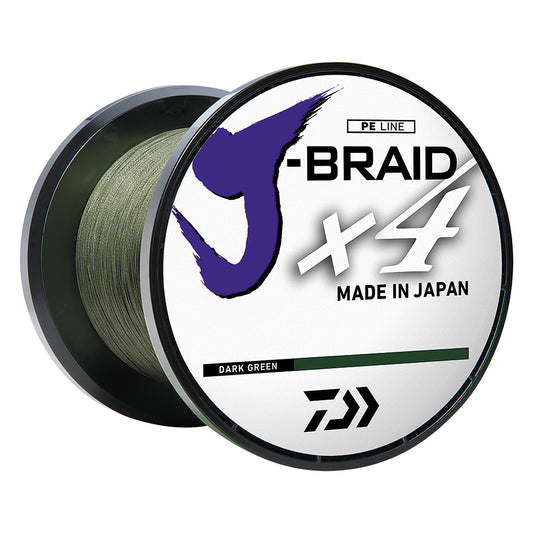 Daiwa JBRAID x4 Braided Line  10 lbs  300 yds  Dark Green JB4U10300DG