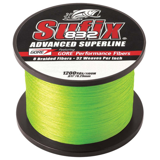 Sufix 832 Advanced Superline Braid  6lb  Neon Lime  1200 yds 660306L