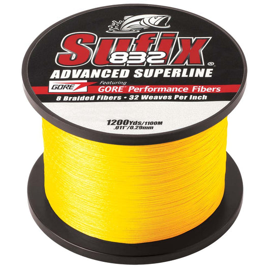 Sufix 832 Advanced Superline Braid  6lb  HiVis Yellow  1200 yds 660306Y