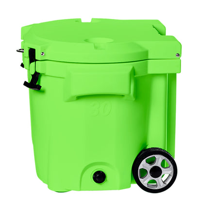 LAKA Coolers 30 Qt Cooler wTelescoping Handle  Wheels  Lime Green 1083