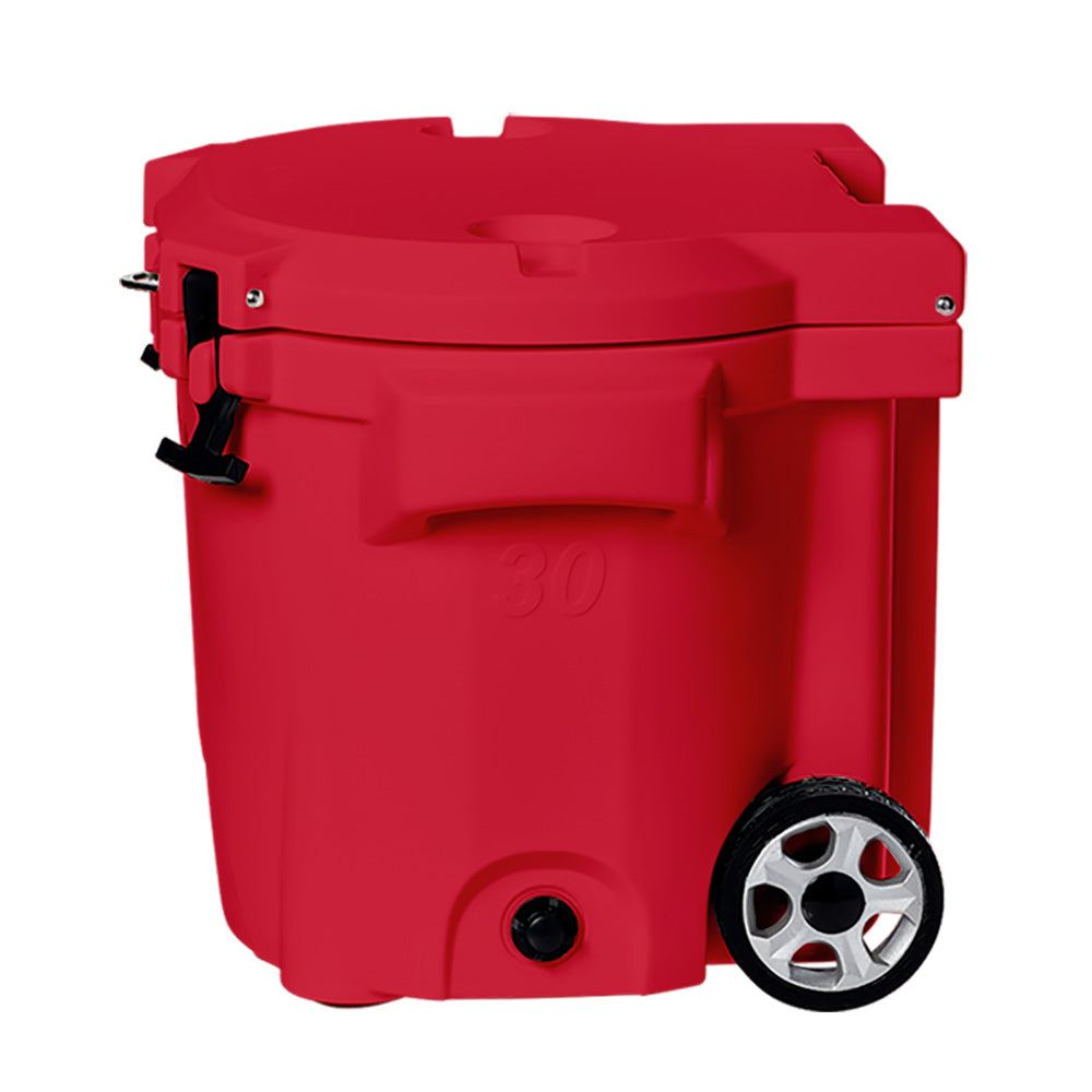 LAKA Coolers 30 Qt Cooler wTelescoping Handle  Wheels  Red 1089