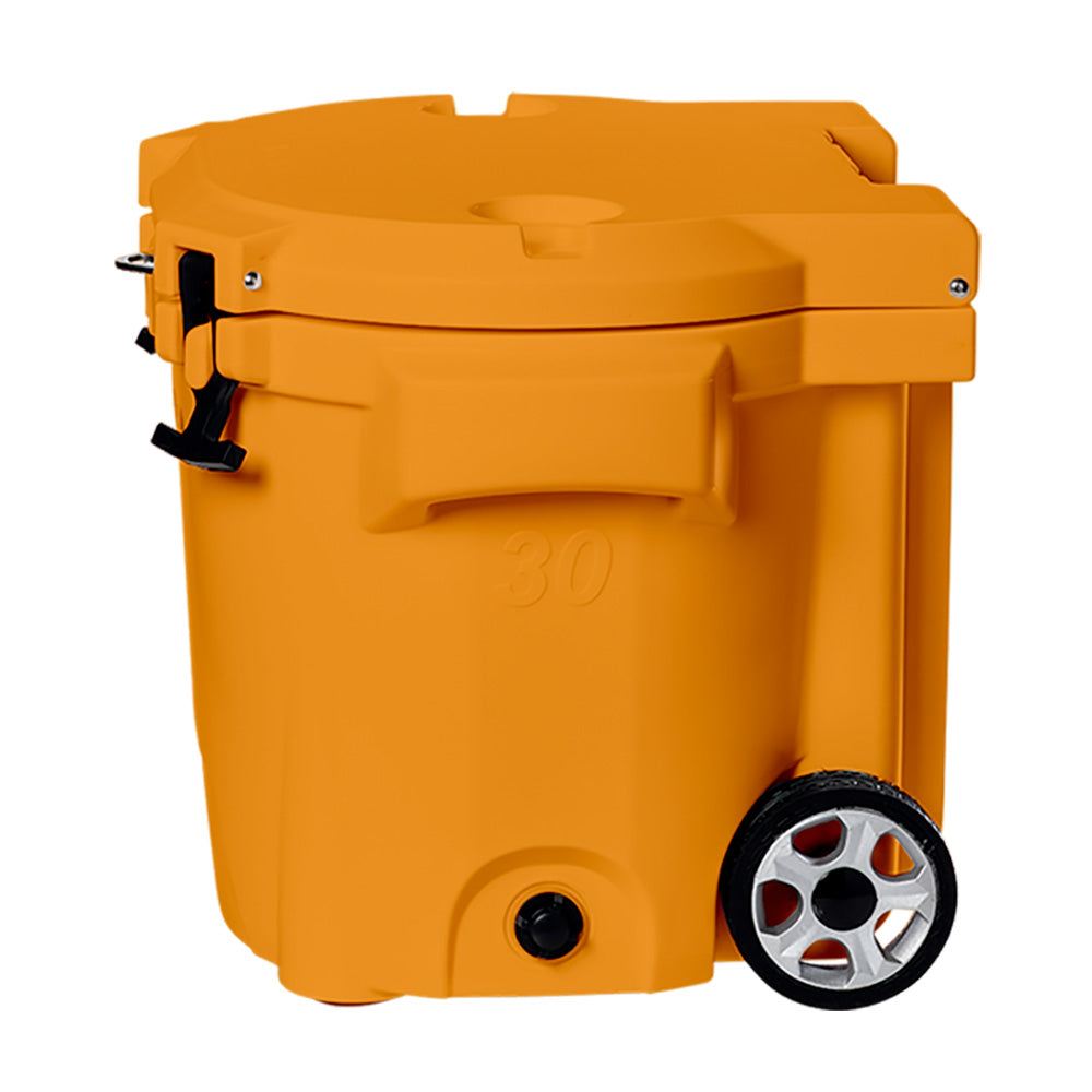 LAKA Coolers 30 Qt Cooler wTelescoping Handle  Wheels  Orange 1086